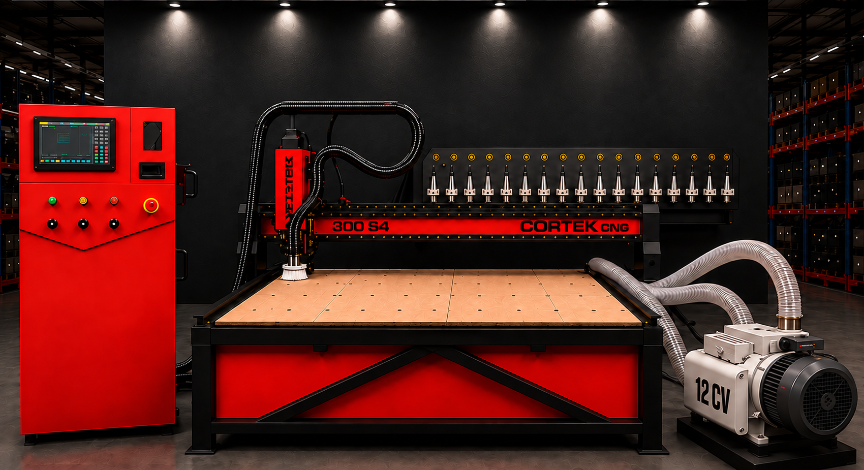 Router CNC industrial com trocador automático de ferramentas